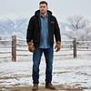 Men's Vintage Western Cowboy Fleece Pocket Full Zip Long Sleeve Hoodie Jacket by Inlyline