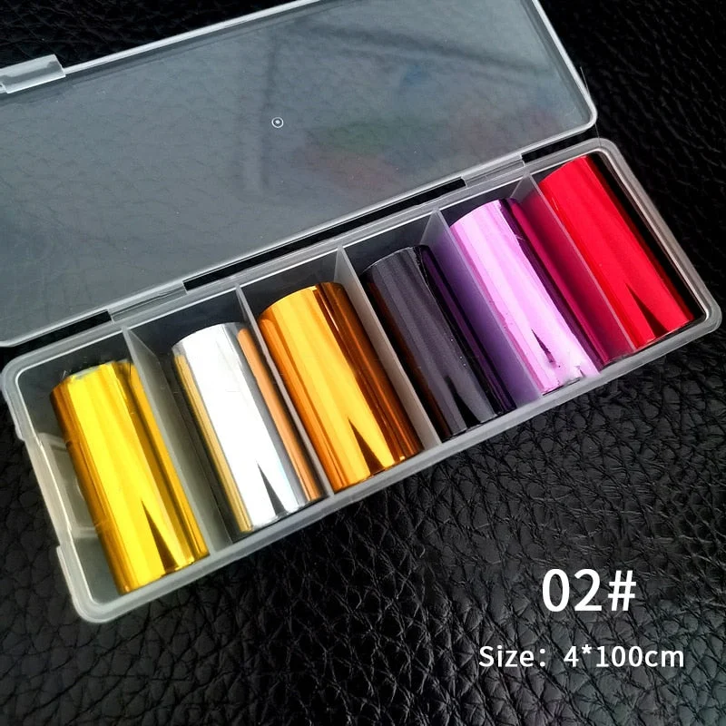 Luxury Iridescent Transfer Foil Paper Sticker Designer Set Nail Art Decal Adhesive Tropical Star 3D Art Decoration