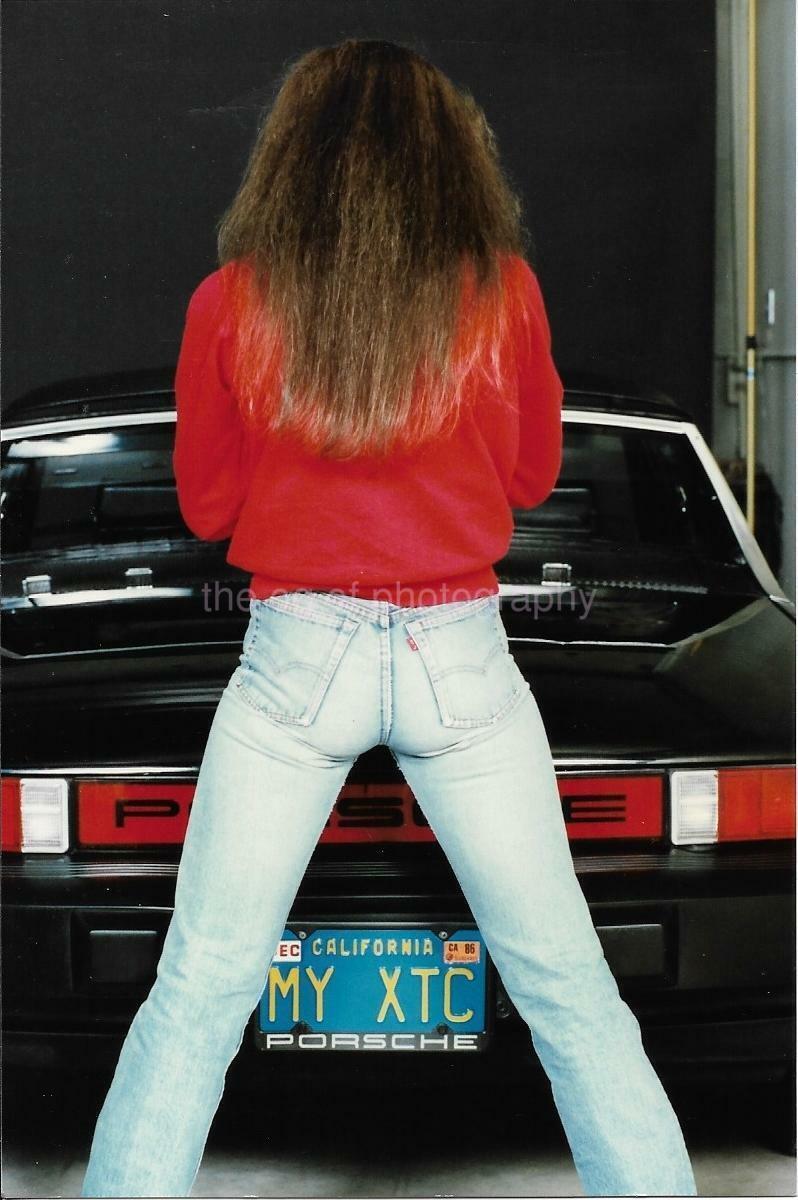 FOUND CAR Photo Poster paintingGRAPH Color PORSCHE GIRL Original Portrait VINTAGE Jeans 910 6 K