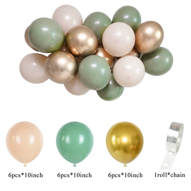 19pcs Bean Green Latex Balloons Garland Arch Kit Baby Shower Wedding Jungle Birthday Party Decorations Kids Helium Balloon Arch