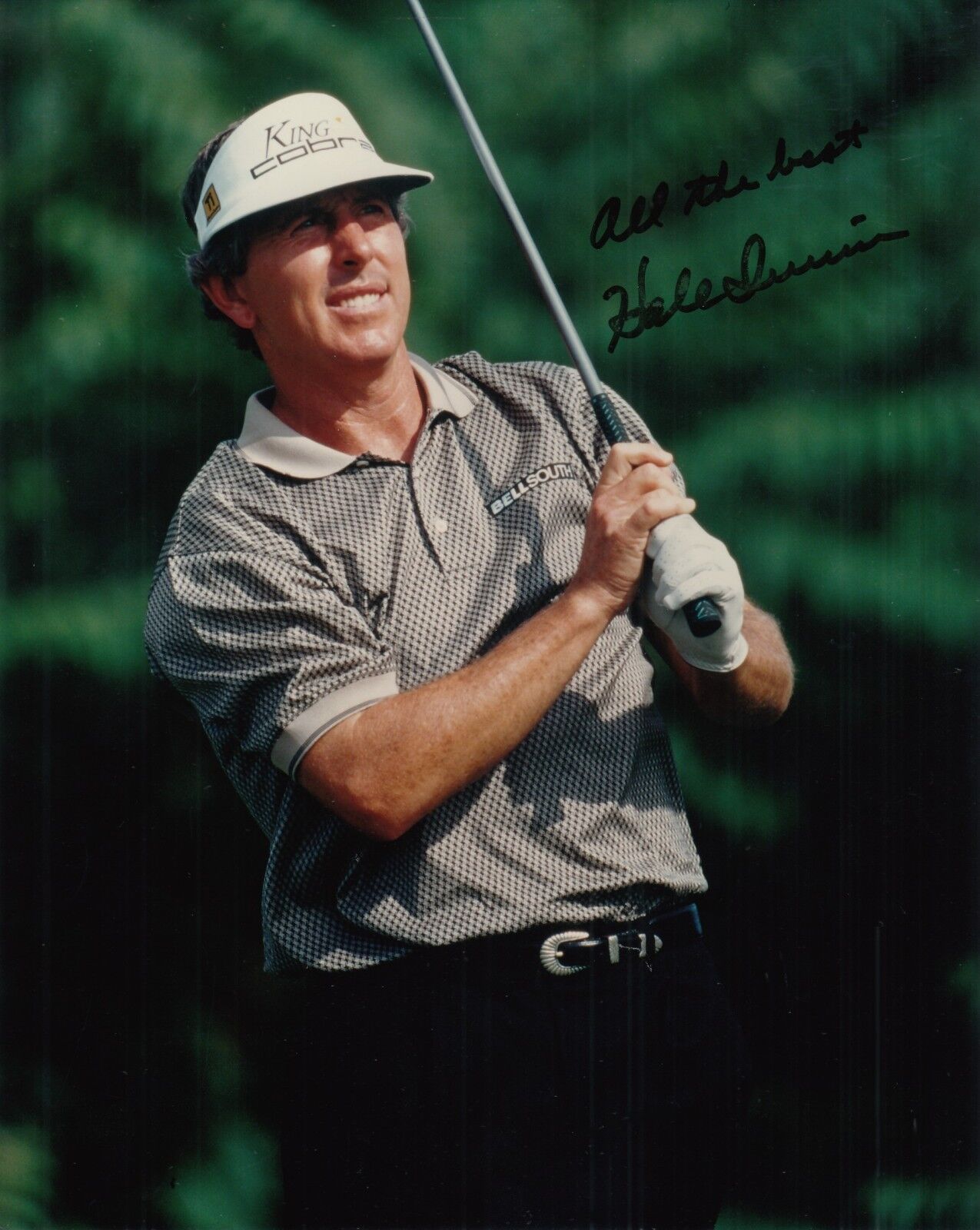 HALE IRWIN hand-signed FANTASTIC YOUNG 8x10 GOLF SWING CLOSEUP w/ uacc rd COA