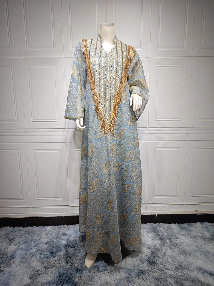 Mesh Embroidered Sequins Robe Dress