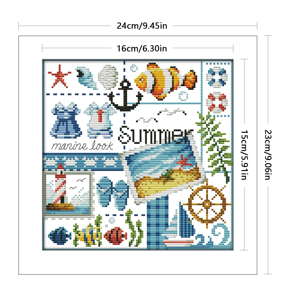DIY Stamped Cross Stitch 16CT Partial Embroidery 24*23cm - Four Seasons Of Summer