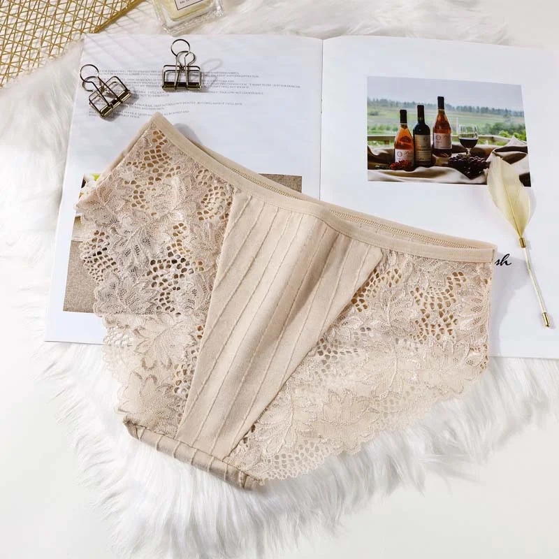 Fashionable sexy comfortable lace panties exquisite panties solid color shorts sexy underwear cutout underwear ladies