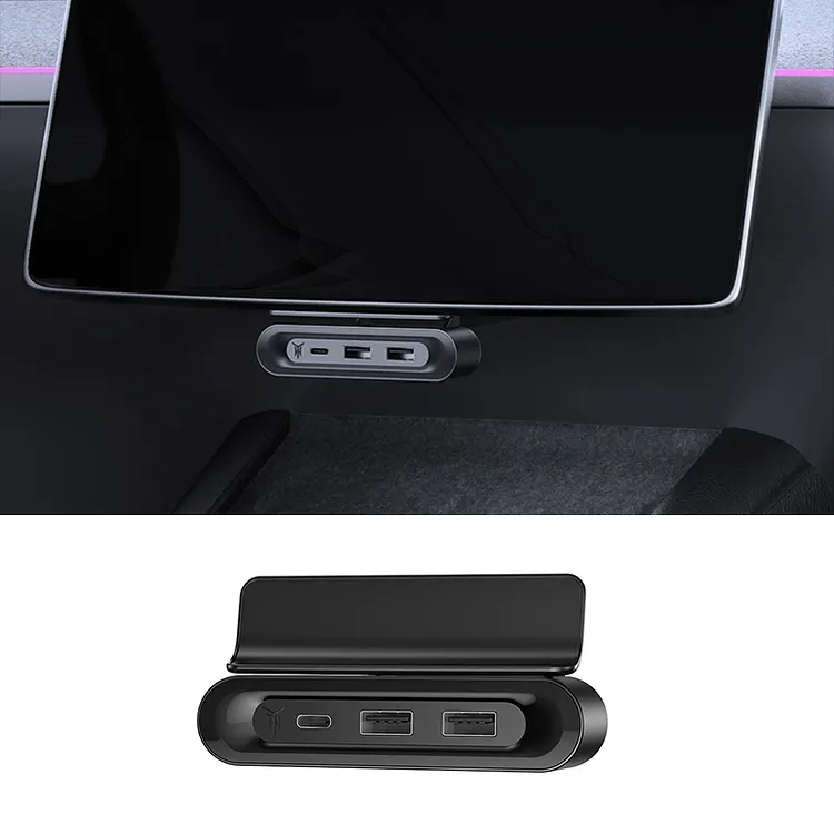 Foldable Hidden USB-C Hub Under-Screen USB Hub for Model 3 Highland / Model Y Juniper / Model YL
