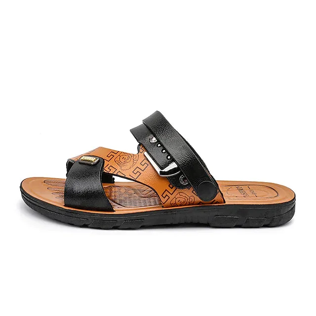 Men's Slippers & Flip-Flops Casual Classic Home Daily Rubber Black Brown
