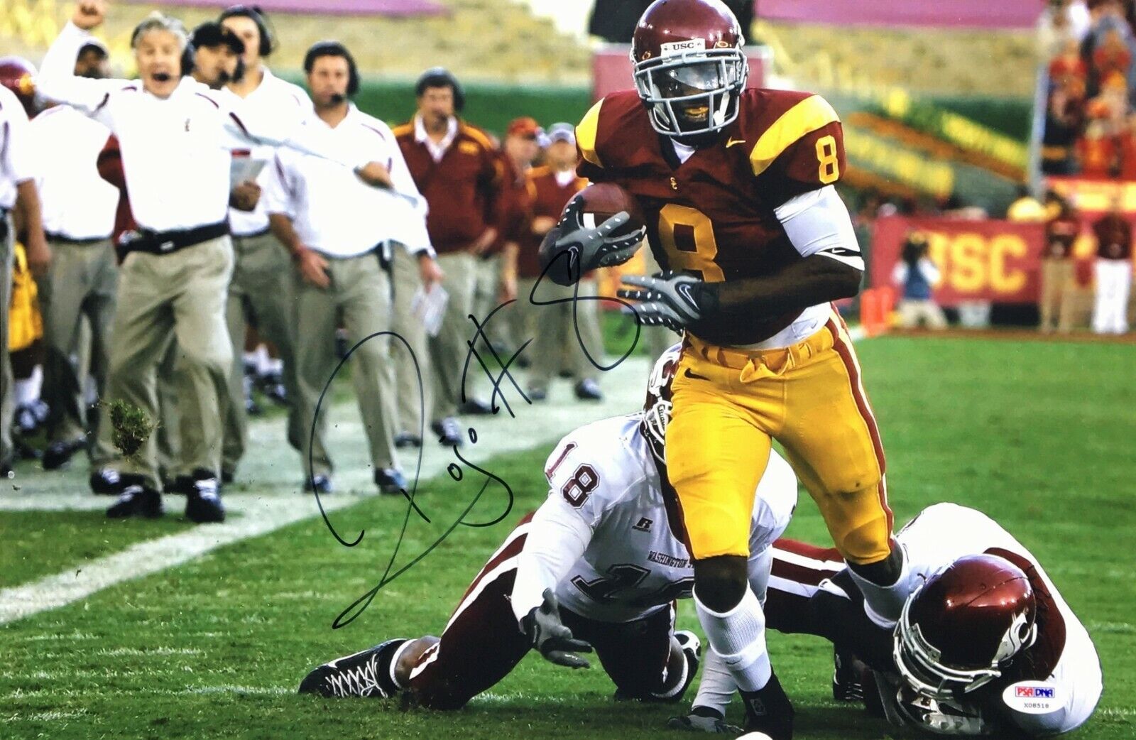 Ronald Johnson Signed USC Trojans 12x18 Photo Poster painting PSA X08518