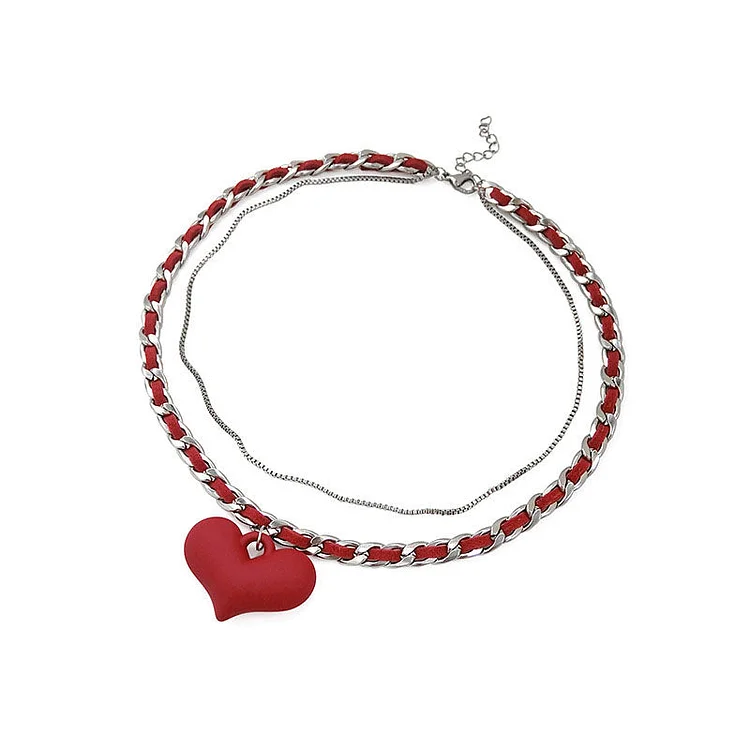 Multi-layered Design Chain Love Necklace Earrings Set