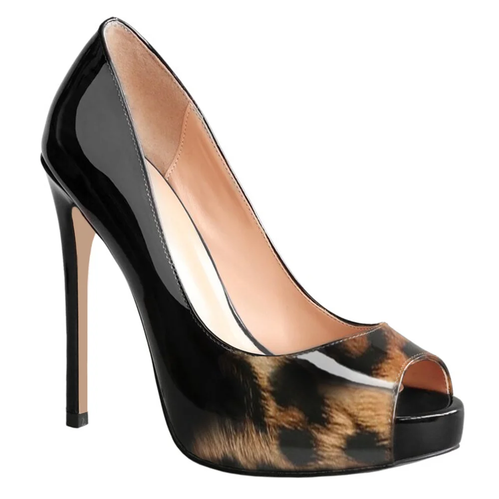 4.72'' Women's Platforms Heels Party Wedding Patent Pumps-MERUMOTE