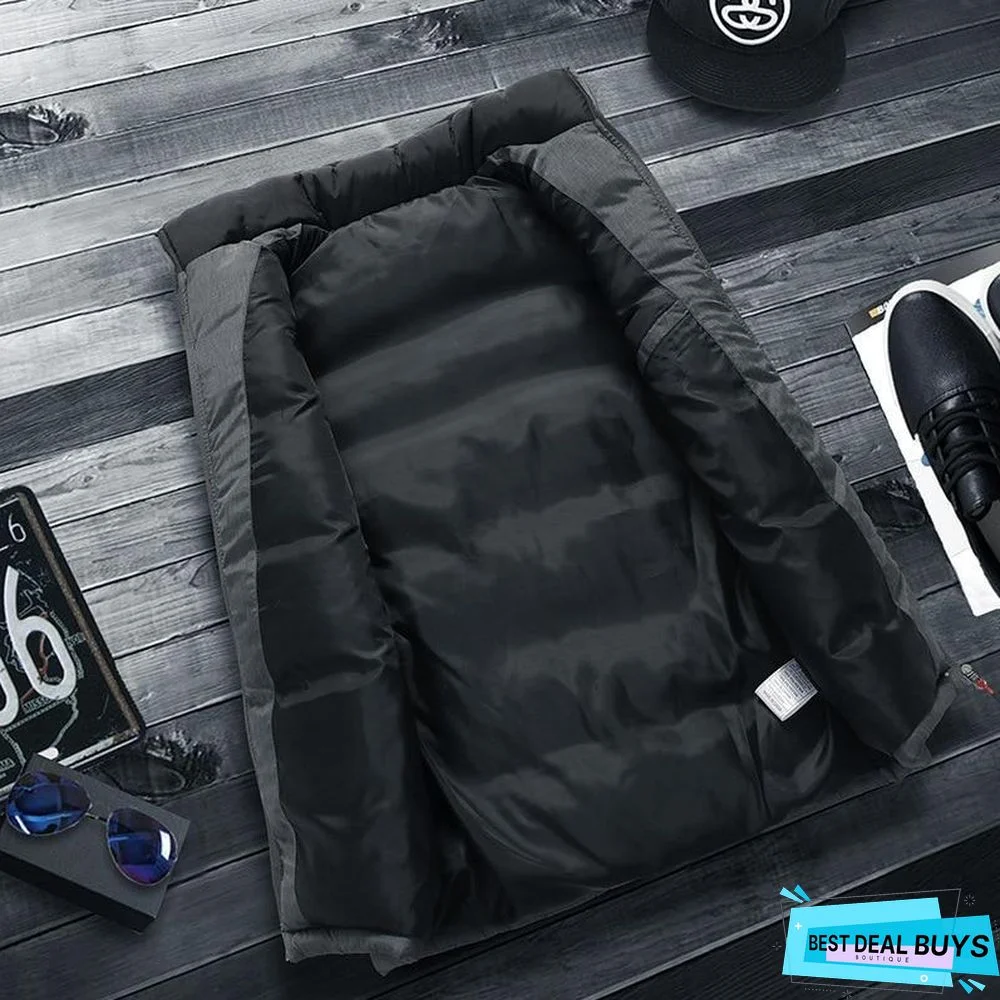 Men Down Vest Men's Warm Thick Coats Jacket and Coats Zipper Multiple Pockets Casual Vests Sleeveless Jacket