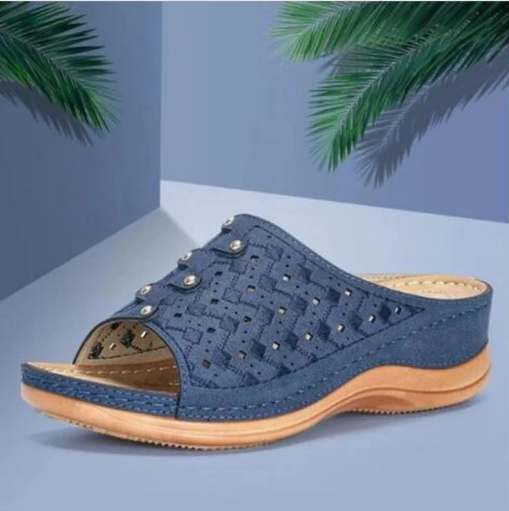 Yyvonne Summer New New Heel Thick-Bottomed Large-Size Hollow Casual Beach Women's Sandals