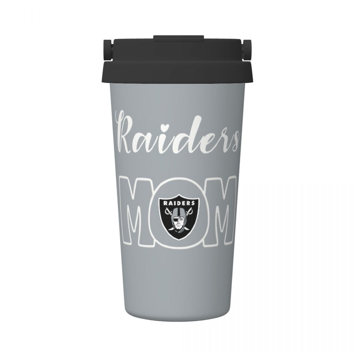 Las Vegas Raiders Mom 16oz Vacuum Stainless Steel Tea Tumbler with Lid and Handle