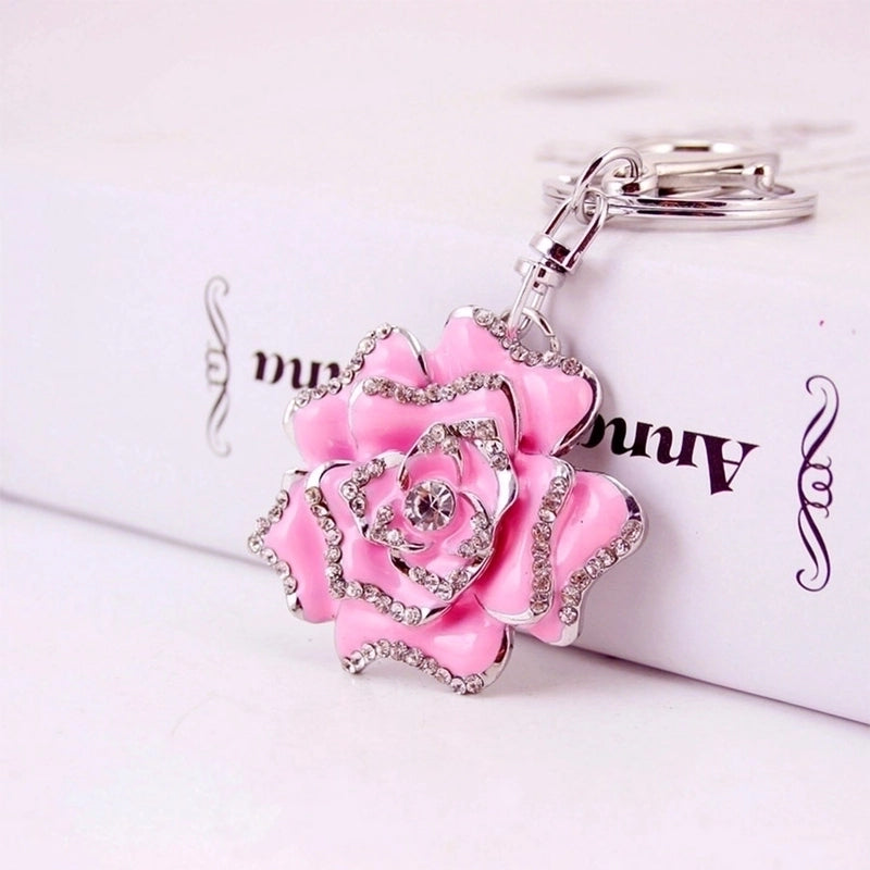 Minimalist Flower Alloy Inlay Rhinestones Women’s Keychain