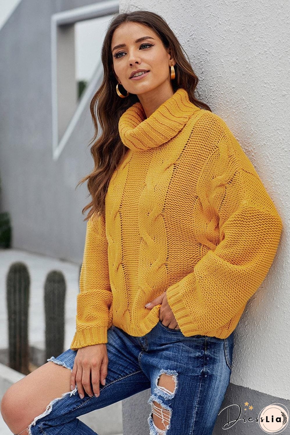 Knitted Turtleneck Pullover Sweater