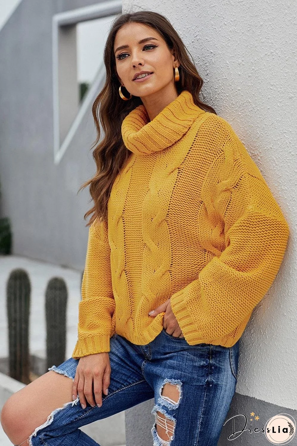 Knitted Turtleneck Pullover Sweater