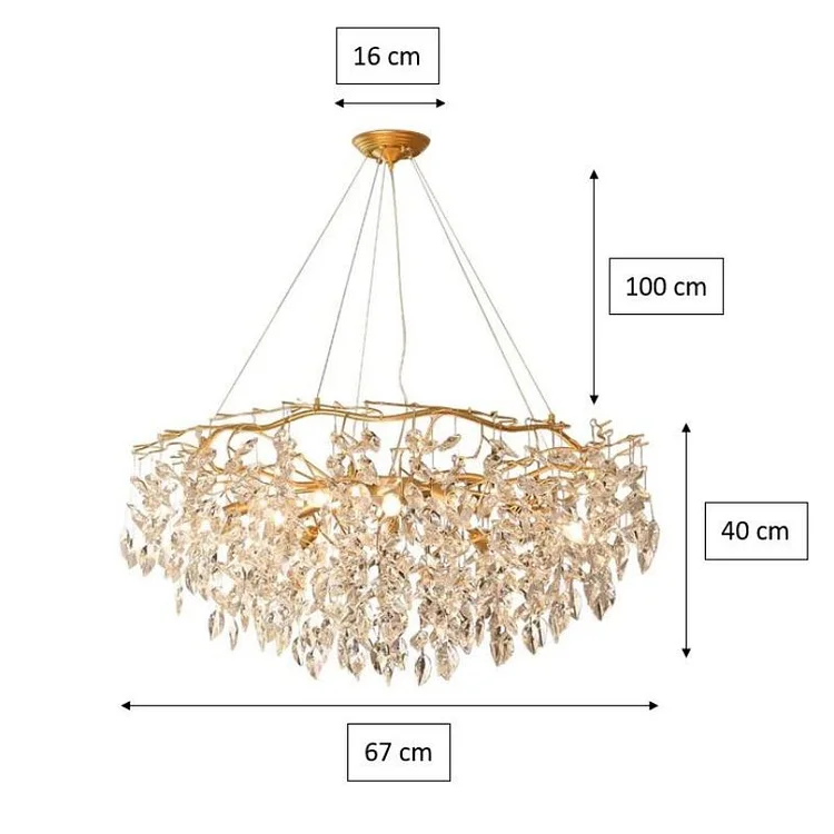 Modern Doris Round Crystal Tree Branch Chandelier