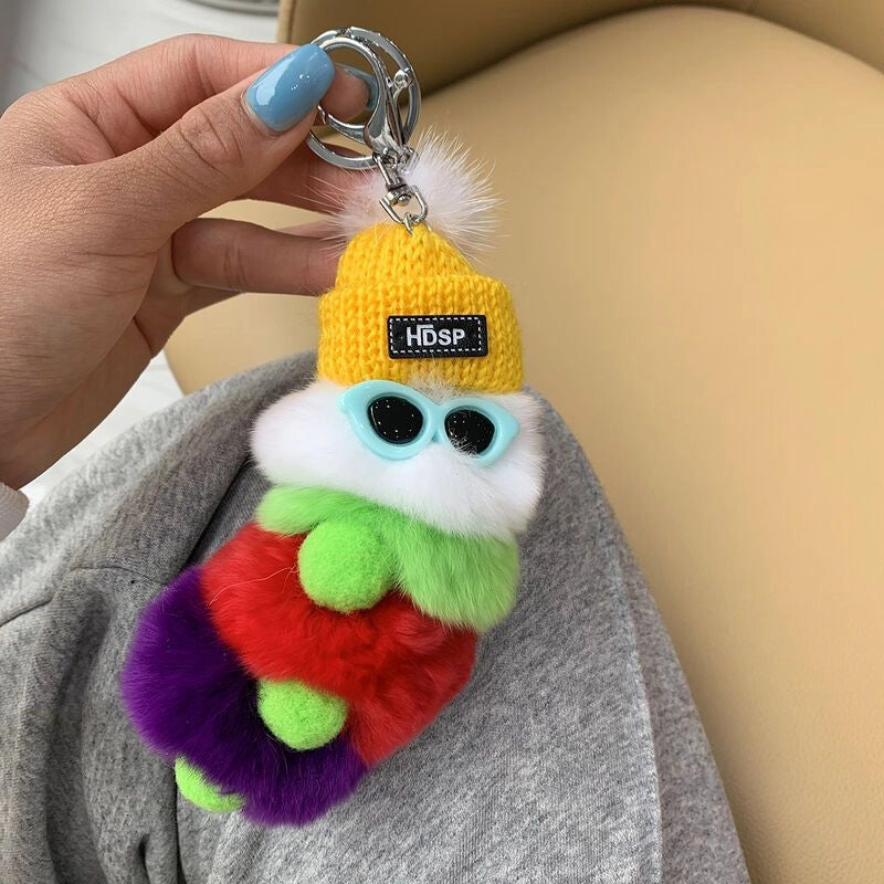 Cute Caterpillar Plush Unisex Bag Pendant Keychain