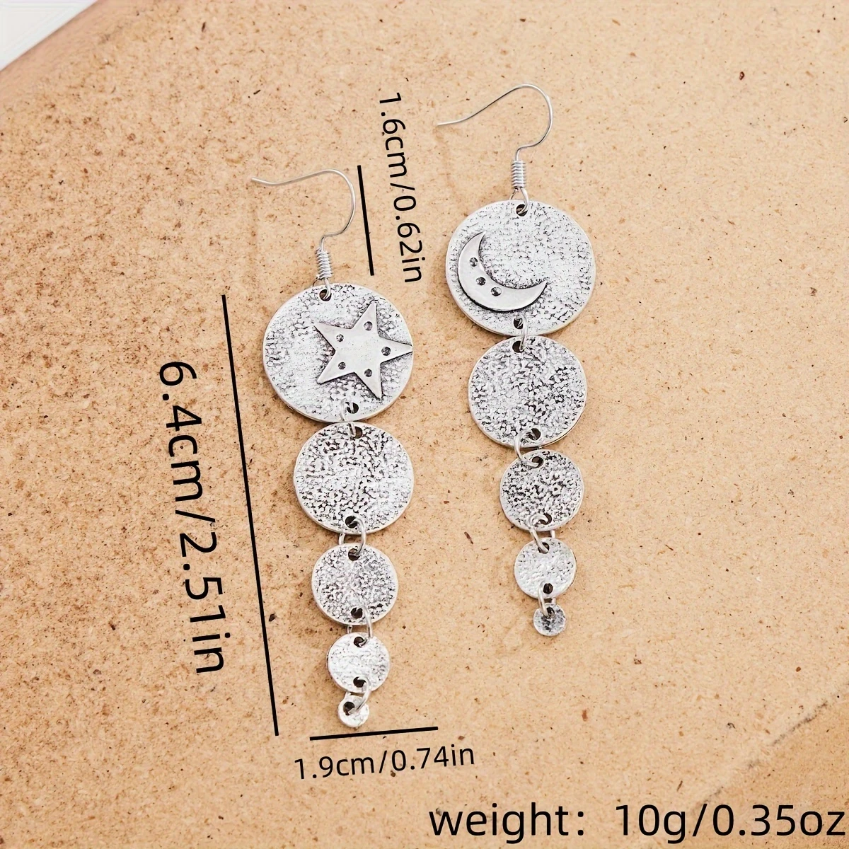 retro new discs moon and star pendant earrings earrings creative and sophisticated personality versatile party jewelry gifts 5