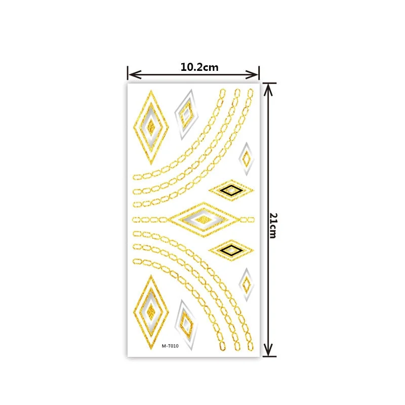 Creative personality exquisite fashion waterproof sweat gold and silver tattoo stickers bronzing and silver tattoo stickers