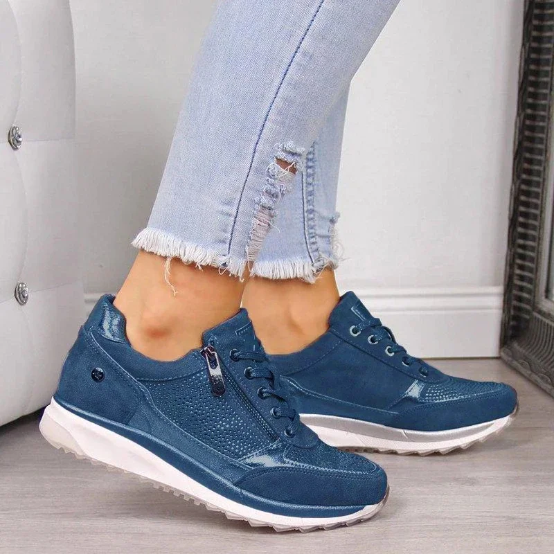 Qengg Women Casual Shoes 2020 New Fashion Wedge  Flat Shoes Zipper Lace Up Comfortable Ladies Sneakers Female Vulcanized Shoes