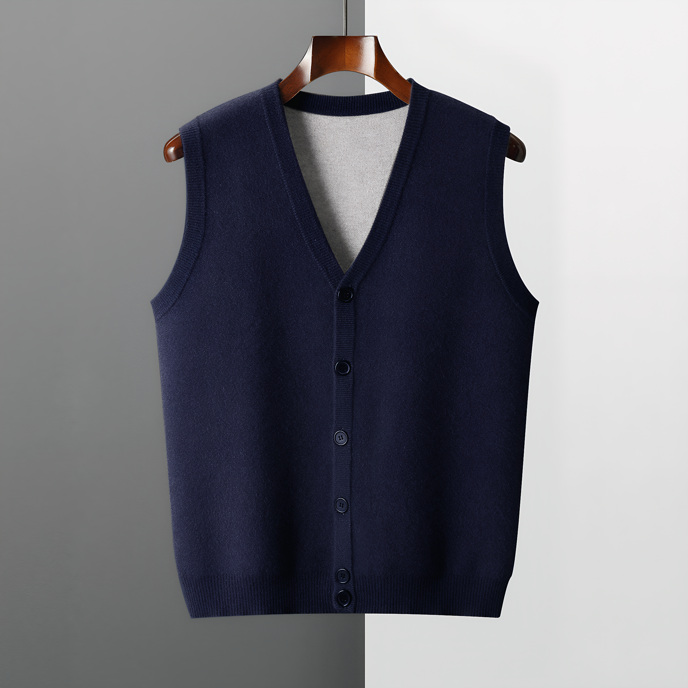 Cardigan Style Men's Cashmere Vest REAL SILK LIFE