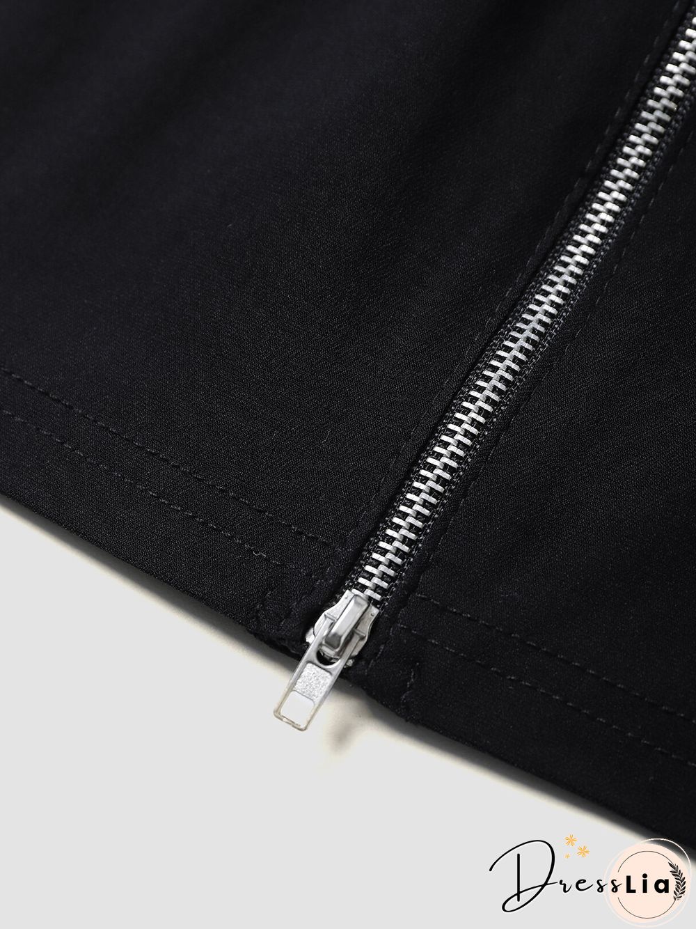 Solid Double Zip Front Mini Skirt For Women