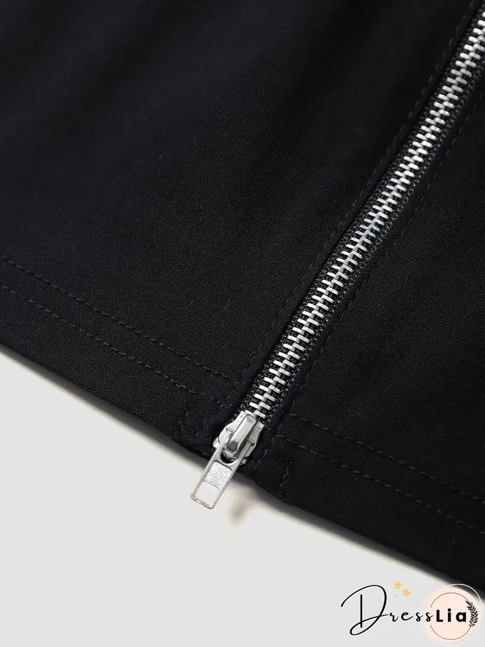 Solid Double Zip Front Mini Skirt For Women