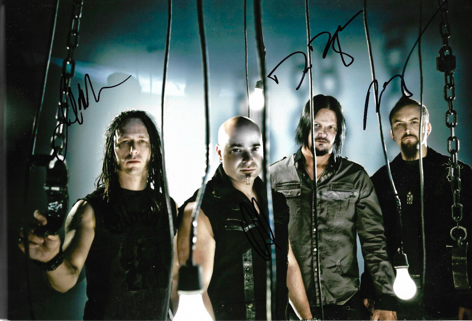 Disturbed full signed 8x12 inch Photo Poster painting autographs ACOA