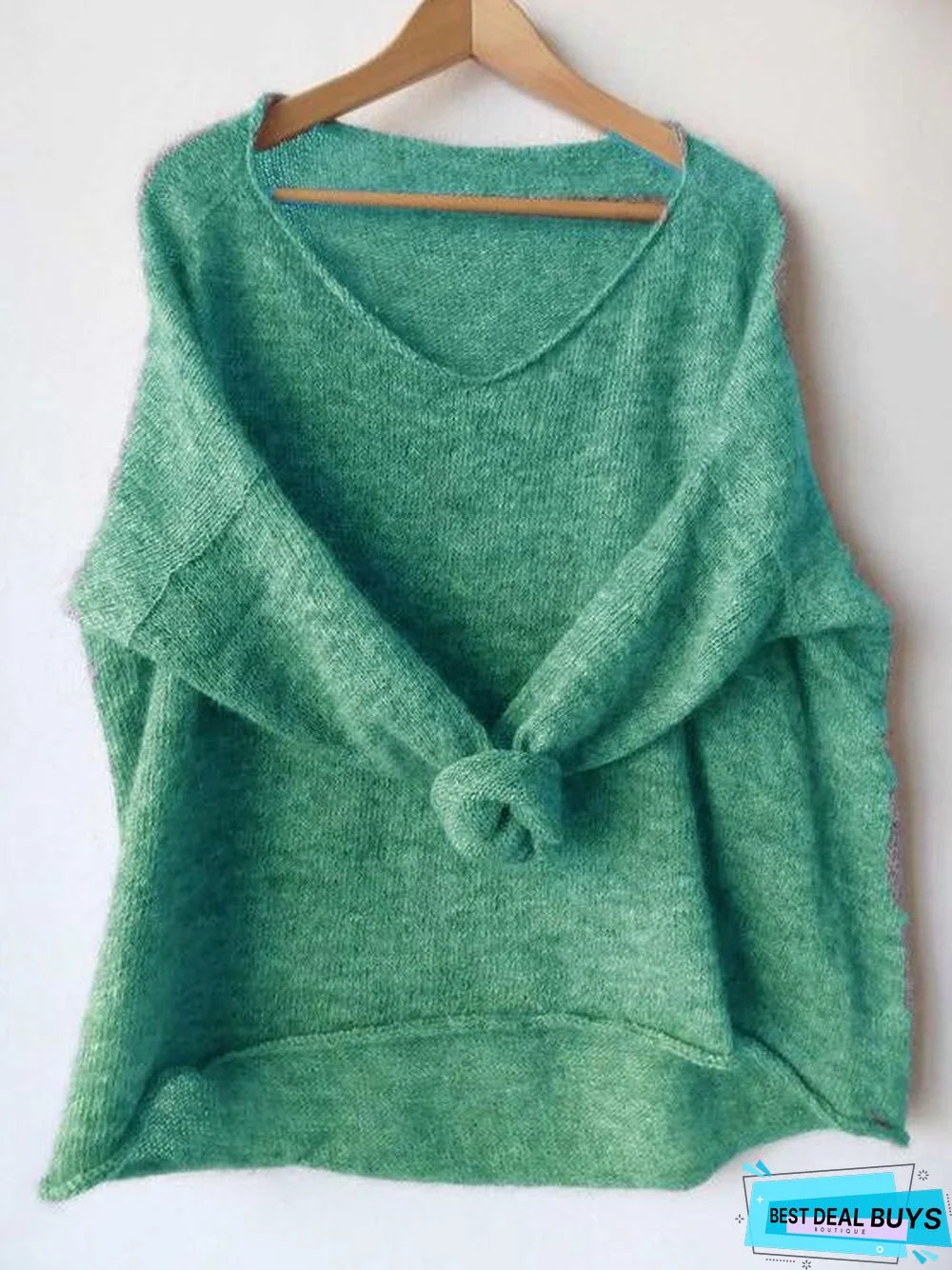 Casual Crew Neck Solid Sweater