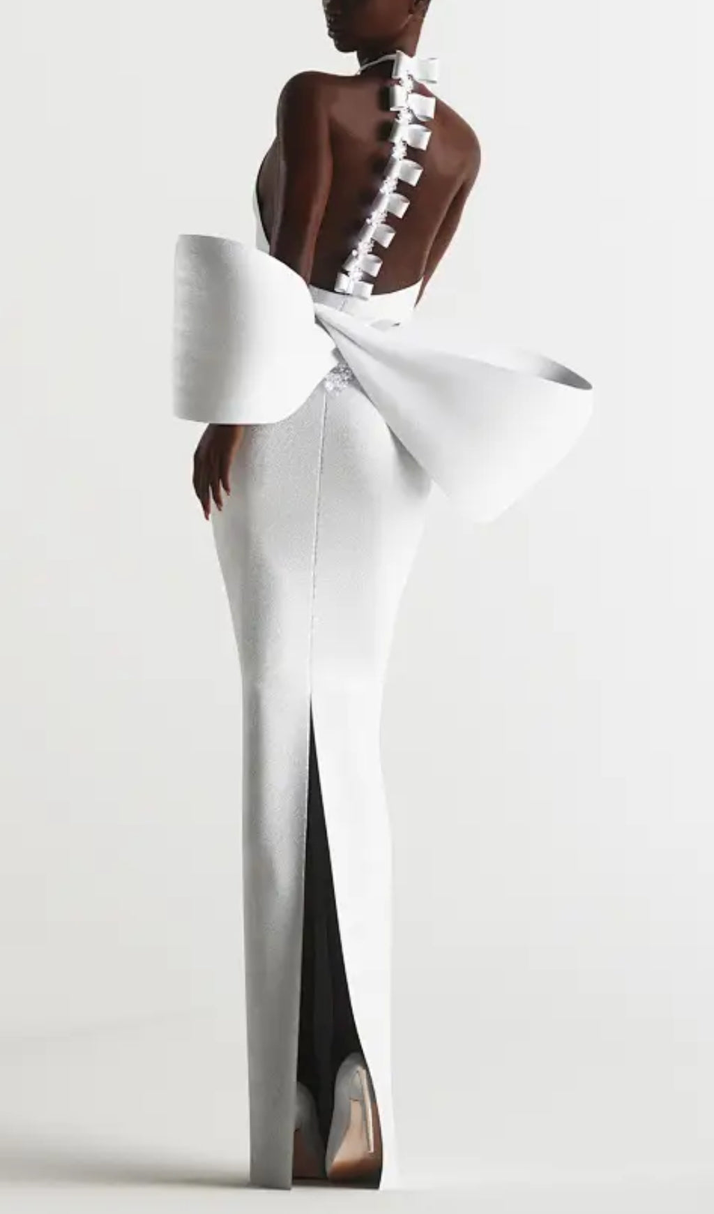 Bernt White Bow Backless Maxi Dress Flowering Girl