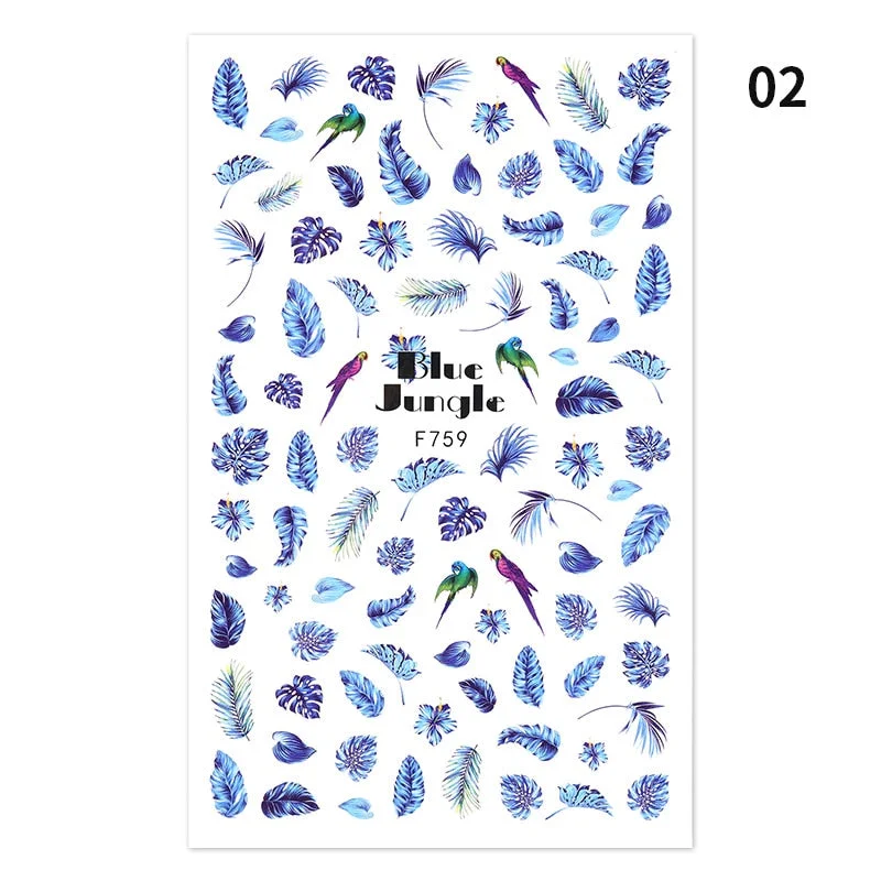 Ripple Marble Blooms Stickers For Nails Manicures Japanese Color Stitching Design Nails Art Stickers Adhesive Tape Decoration