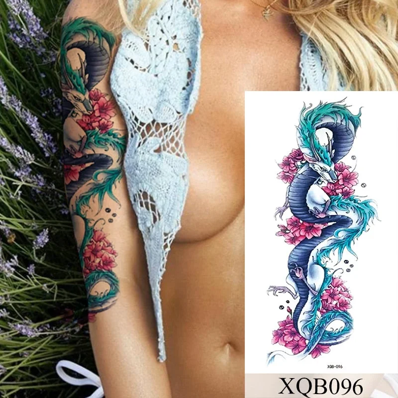 Waterproof Temporary Tattoo Sticker Old School Mermaid Flash Rose Tattoos Body Art Arm Fake Tatoo Women Men