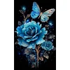 Blue Rose Butterfly-11CT Stamped Cross Stitch 40*65cm