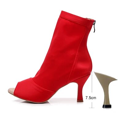 VCshoes Women High Heel Dance Boots Gilrs Soft Bottom Latin Bachata Dancing Shoes Woman Flare Heel 7.5cm/8.3cm/9cm Dance Shoes