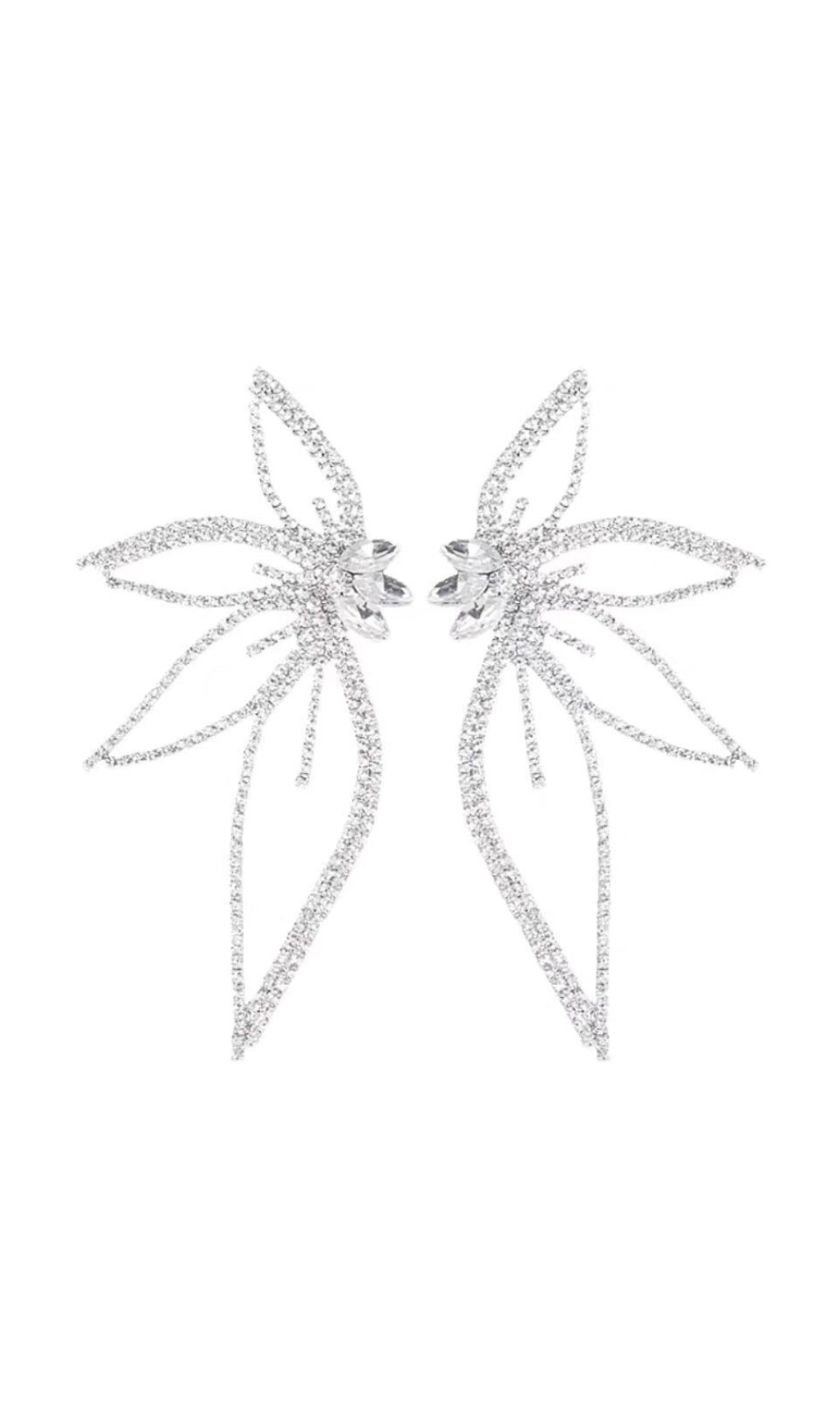 Crystal Flower Earrings In Silver Flowering Girl