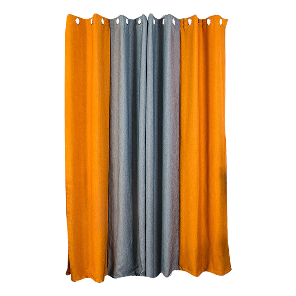 

1pc Splicing Color Perforated Blackout Door Window Curtain (Orange+Grey, 501 Original