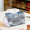 Diamond Painting PU Snow Wolf Tissue Box Tissue Holder
