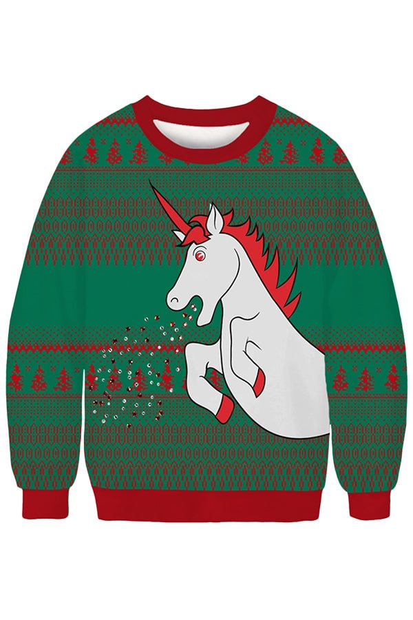 Christmas Unicorn Sweatshirt Oliver Green-elleschic