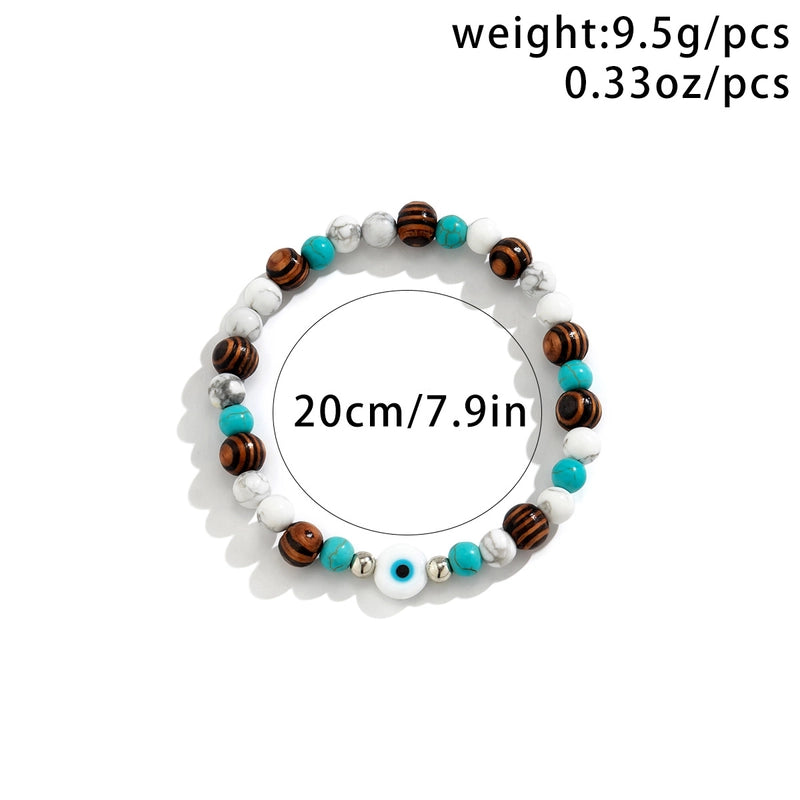 Minimalist Classic Style U Shape Arylic Wood Turquoise Beaded Men’s Bracelets