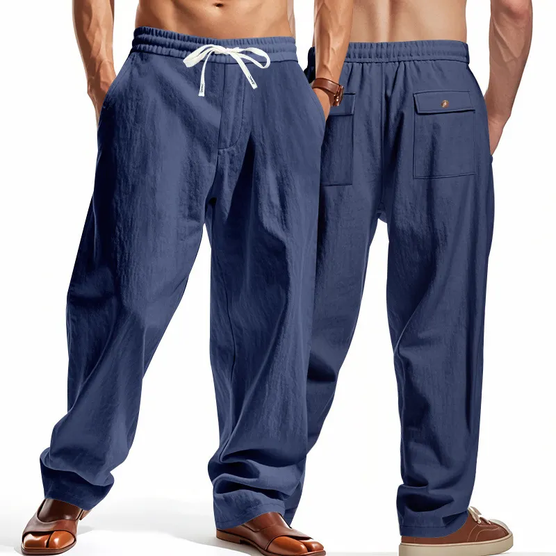 Men’s Summer Casual Linen Loose Straight-Leg Pants – Fashionable, Versatile, Breathable, Quick-Dry