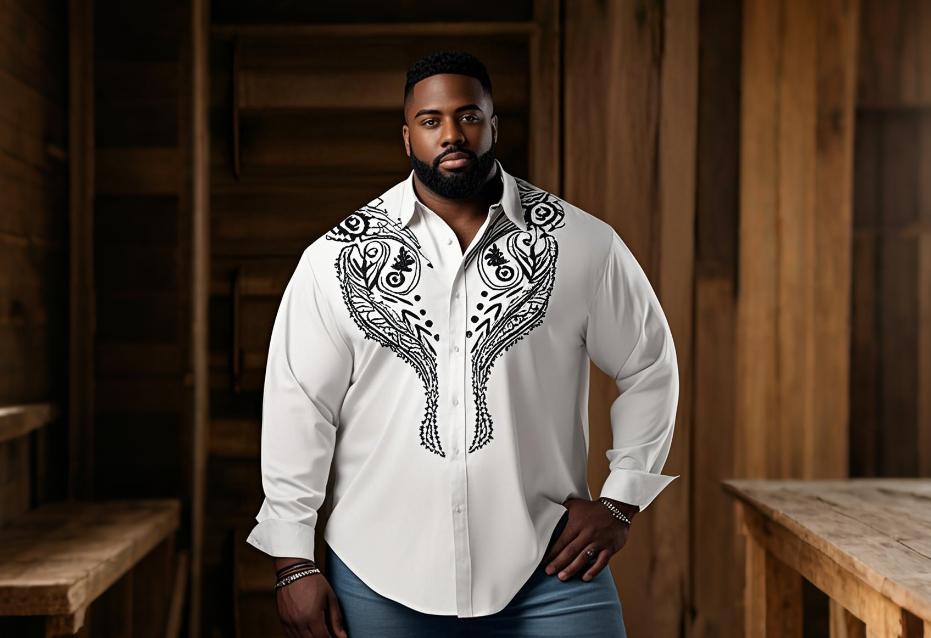 BigTallKings floral printed big and tall Western shirt