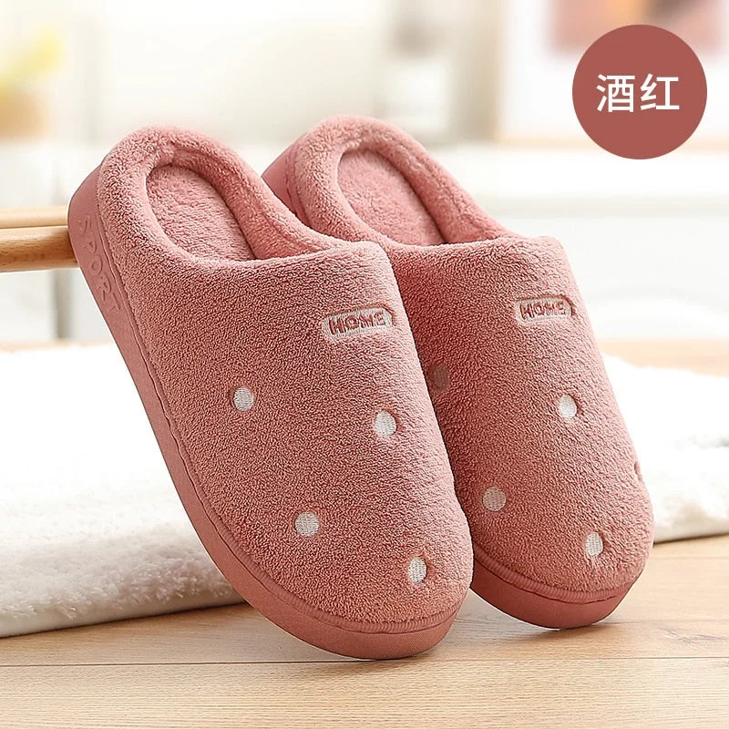 Women Autumn and Winter Cotton Slippers Indoor Non-slip Soft Bottom Warmth Month Shoes Simple Plush Half-pack with Floor Mop