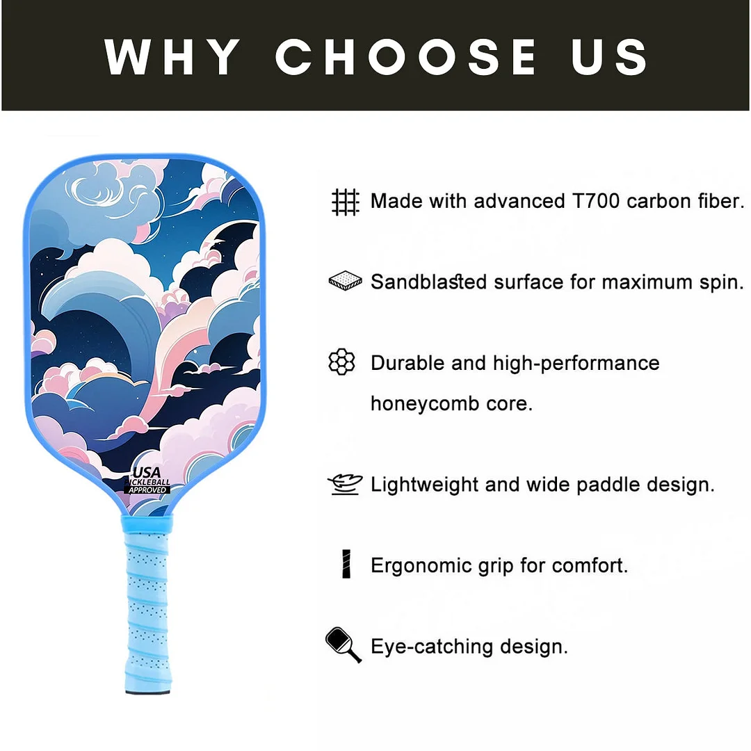 Original Paddle (16mm) T700 Sandblasted Carbon Fiber-Rainbow Rally Paddle