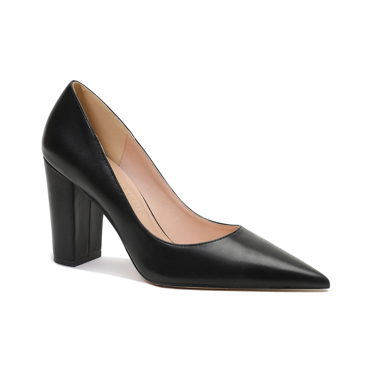 3.5" Women's Chunky Heels Shoes Comfortable Middle Block Heel Matte Pumps-MERUMOTE