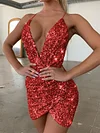 Shining Sequined Spaghetti-Neck Backless Mini Dress