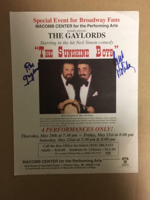 The Gaylords Broadway Performers Signed 8x10 Promotional Ad SunshineBoys