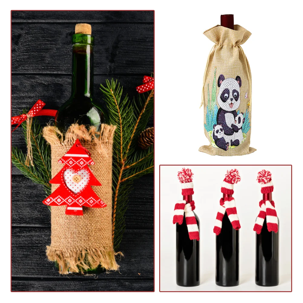DIY Diamond Painting Xmas Wine Bottle Bag - Panda