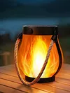 Solar Lanterns Lights with Dual Charging Modes of Solar & Type-C Flickering Flame Garden Light for Garden Yard Patio Decorative