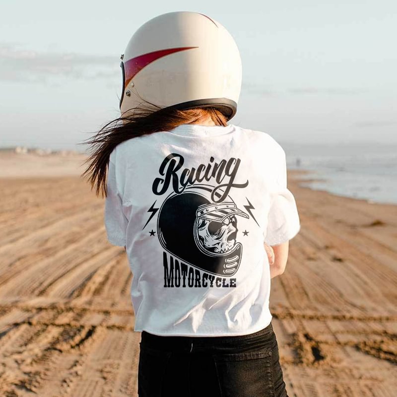 Racing Motorcycle Printed Women Short-Sleeved T-shirt