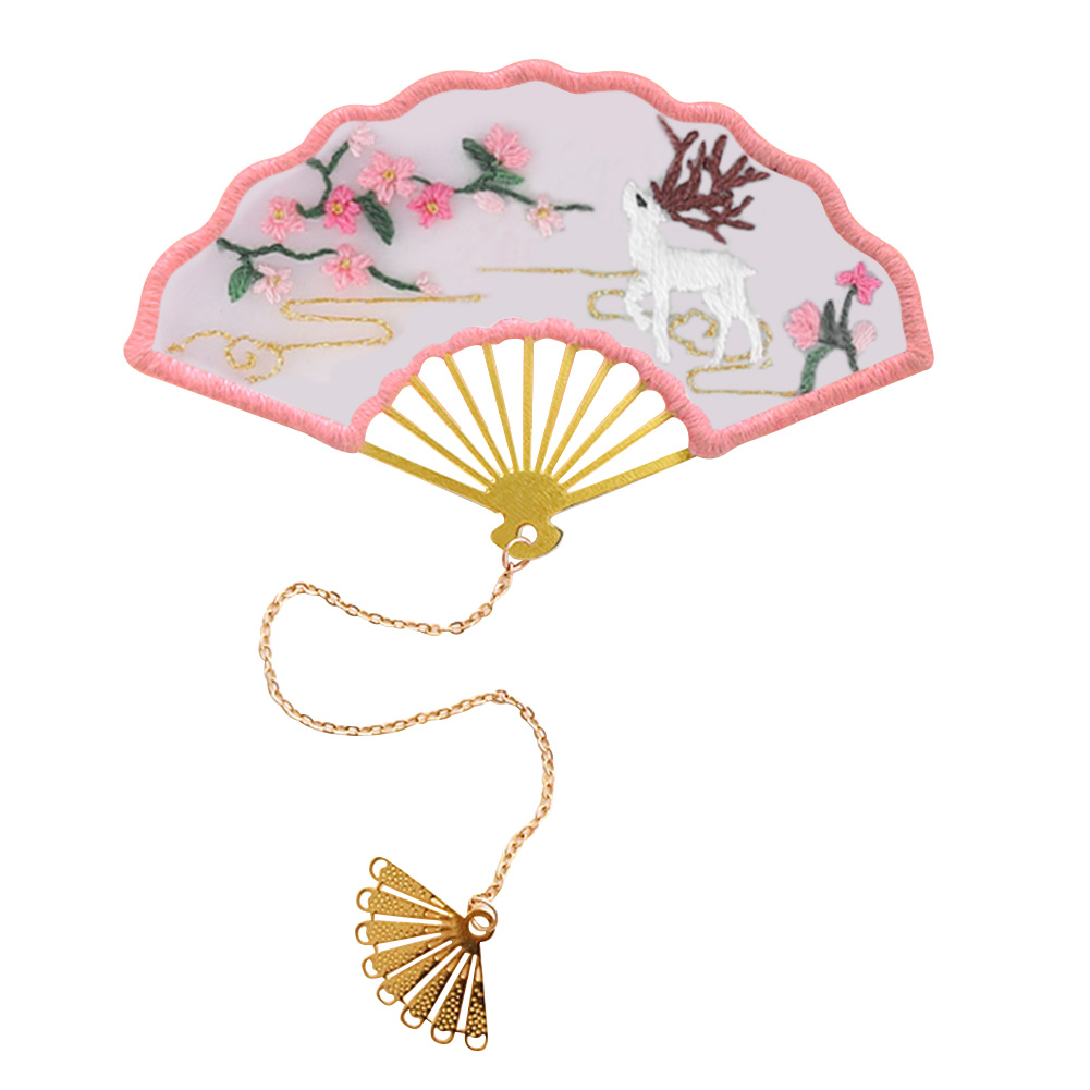 

Retro Chinese Blossom Fan Shaped Bookmark Embroidery - Cross Stitch, 501 Original